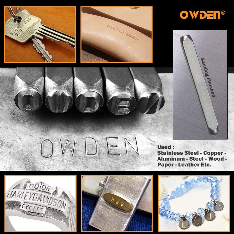 OWDEN Professional 36Pcs.Steel Metal Alphabet and Figure Punch Set (5/32â€) 4mm Uppercase,Steel Number and Letter Punch Set, Jewelry Craft Stamping Tool. - Image 4